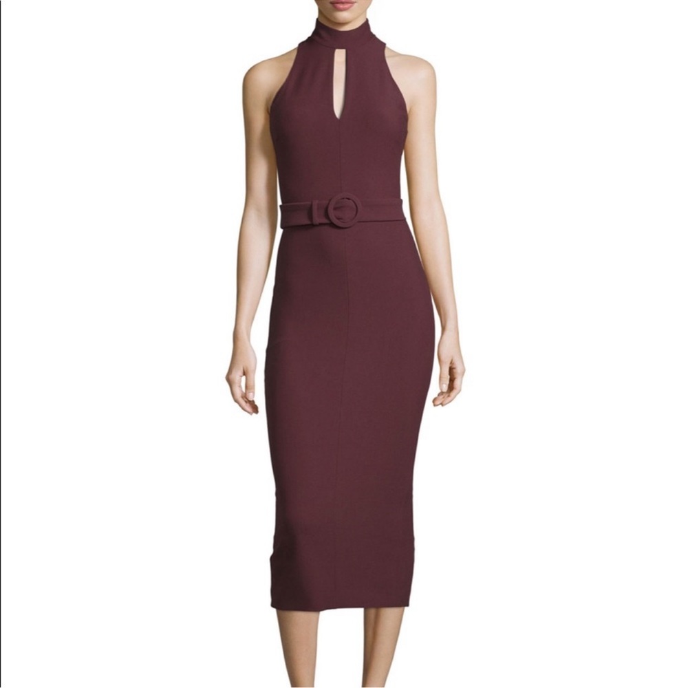 Cinq a Sept Juniper Keyhole Belted midi dress
